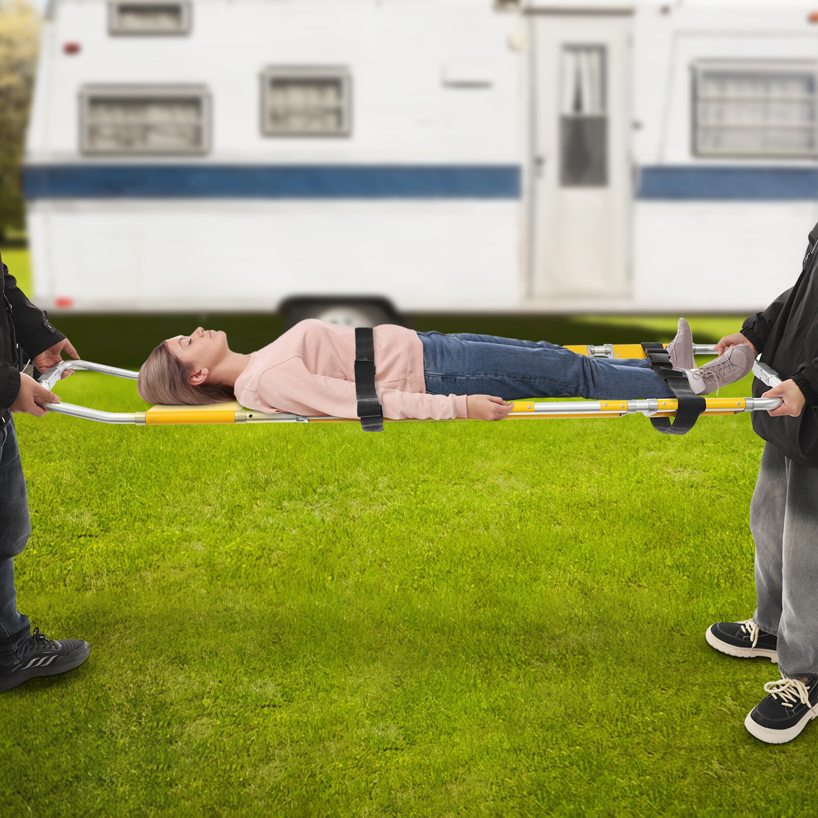Foldable 47.24*17.32*3.15in Yellow Aluminum& Nylon Transport Medical Stretcher