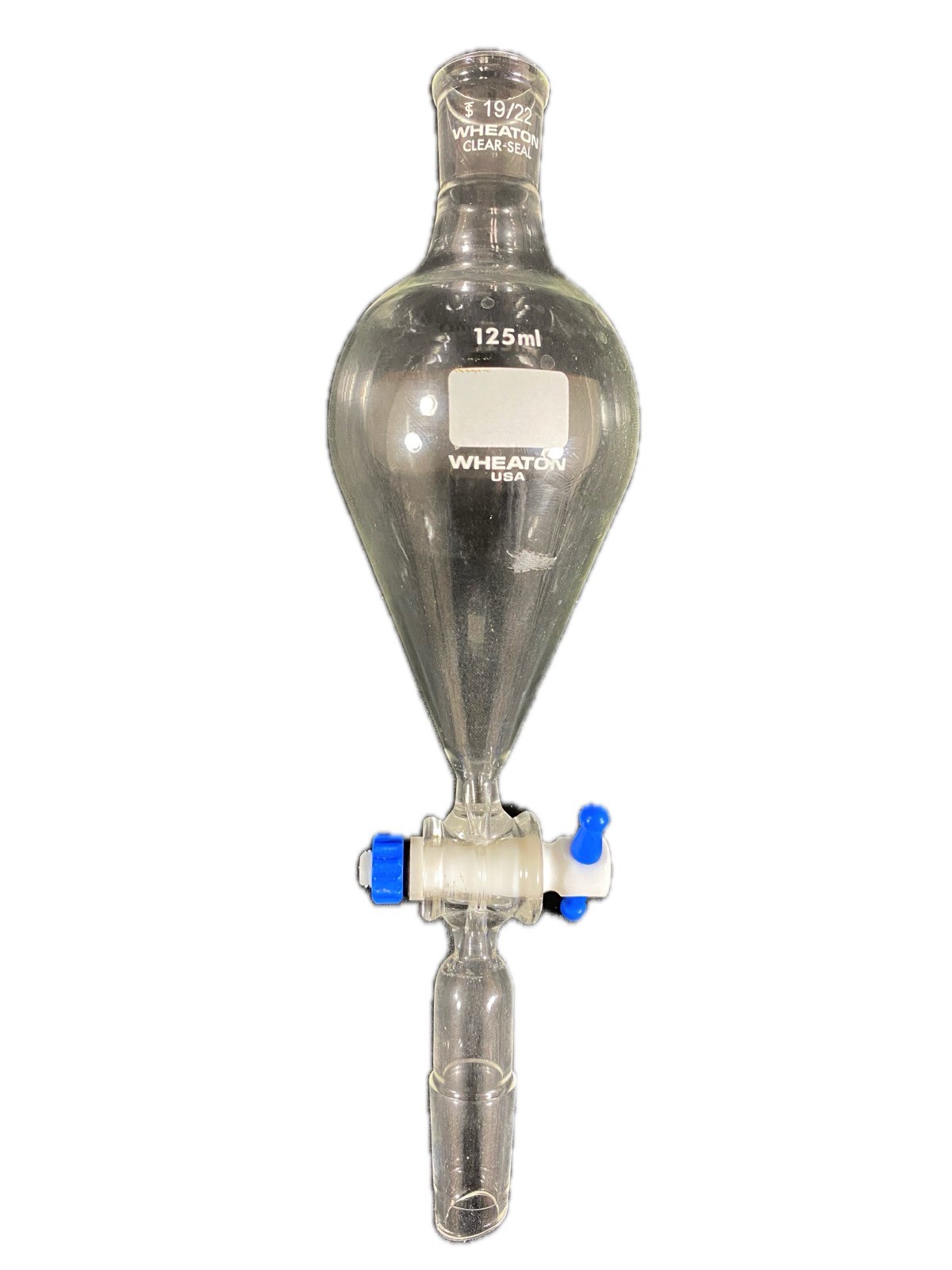 WHEATON 125mL Squibb Separatory Funnel Stopcock 19/22 Clear-seal DWK-690170