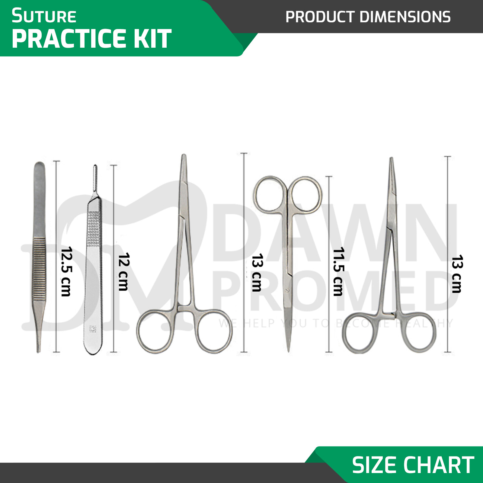 15 Pcs Practice Suture Kit W/Case Student Training Set Veterinary Inst German Gr
