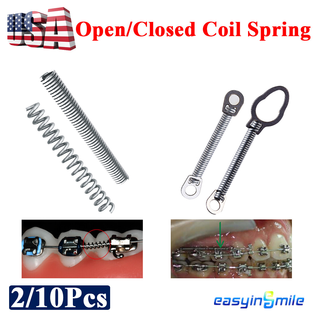 Dental Ortho Open/Closed NITI Spring Coil Spring Arch Wire 0.010/012 inch 2/10Pc