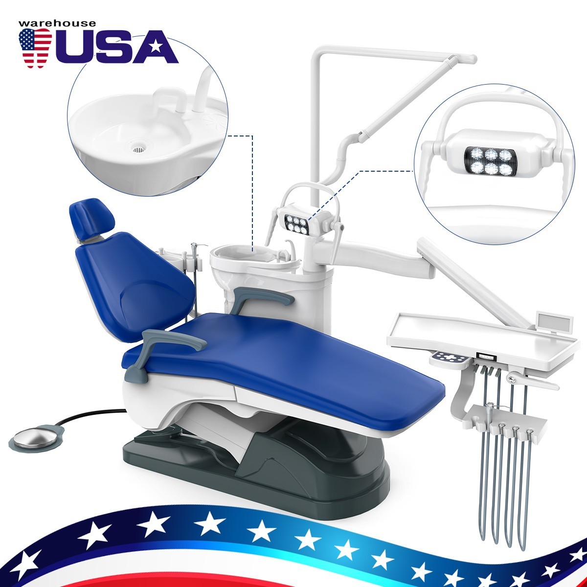 FDA Dental Unit Chair Computer Controlled DC Motor Stool TJ2688-A1