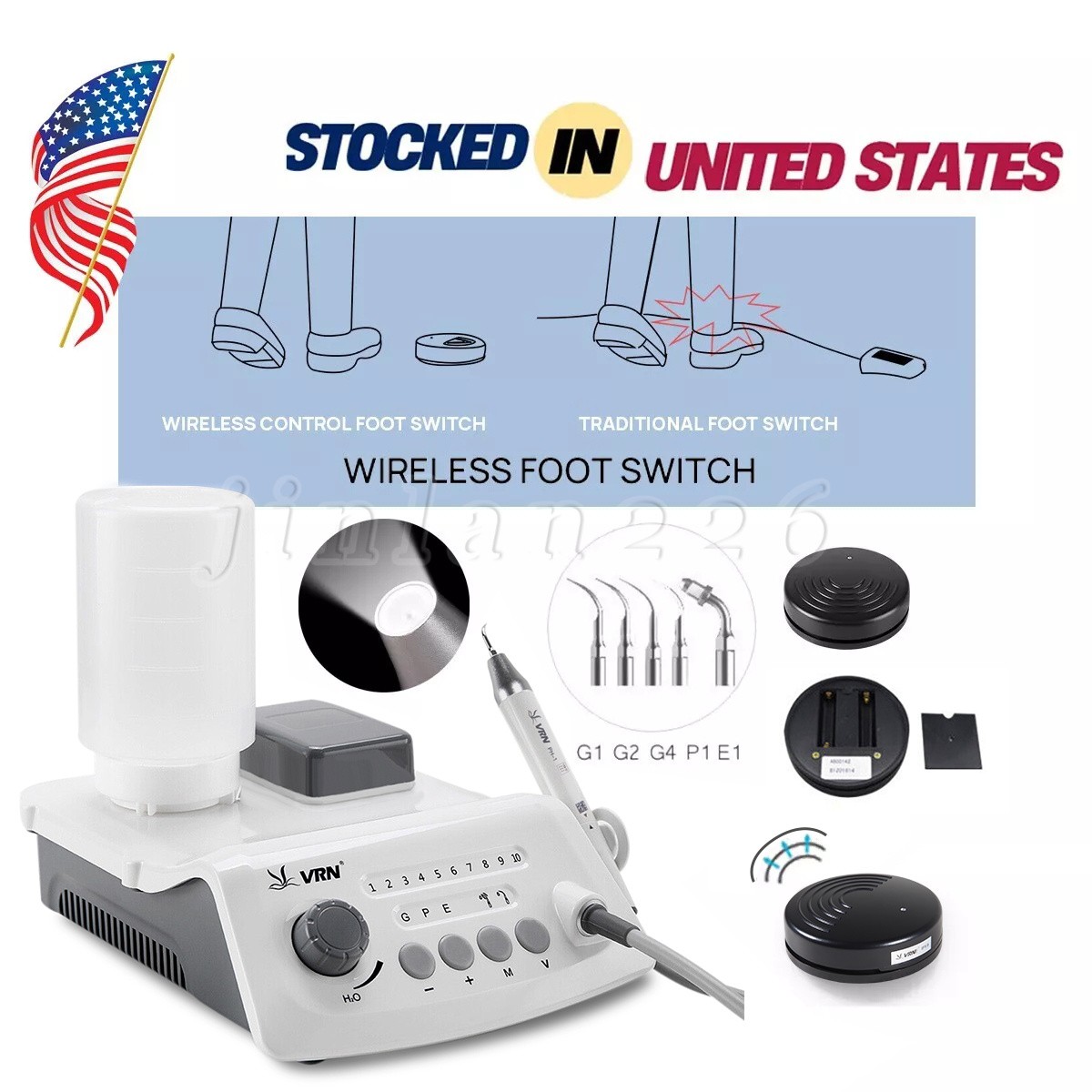 Veterinary Dental Scaler Machine With LED Handpiece Ultrasound Scaler. 5 Tips