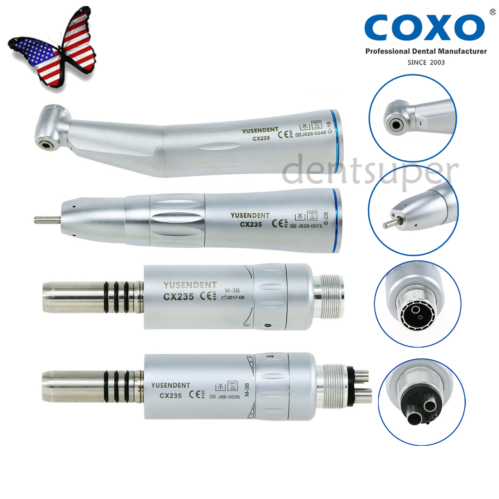 US COXO Dental Low Speed Contra Angle/Straight Handpiece Inner Water Air Motor