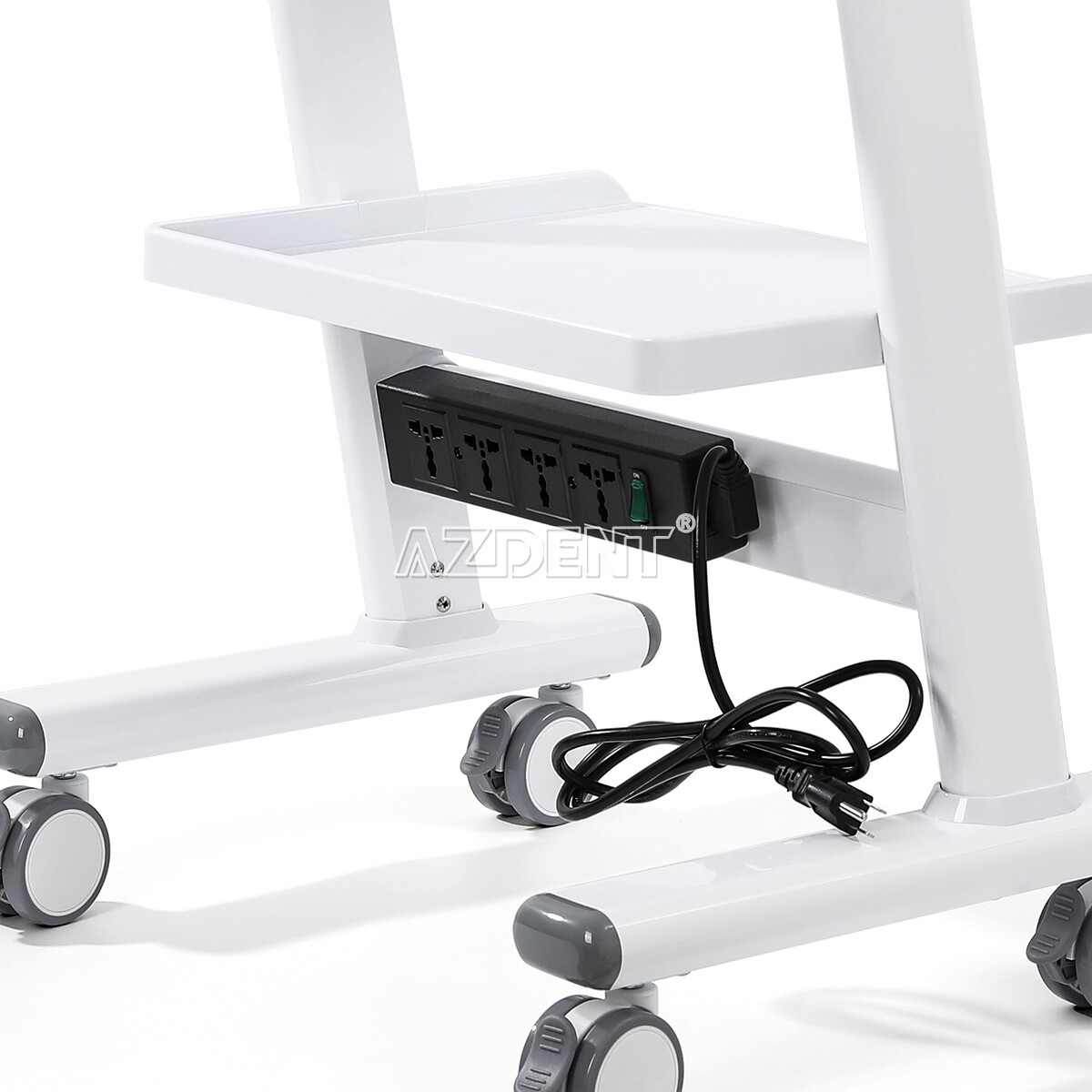 Three Layers Dental Mobile Cart Metal Built-in Socket Medical Trolley Cart Tool
