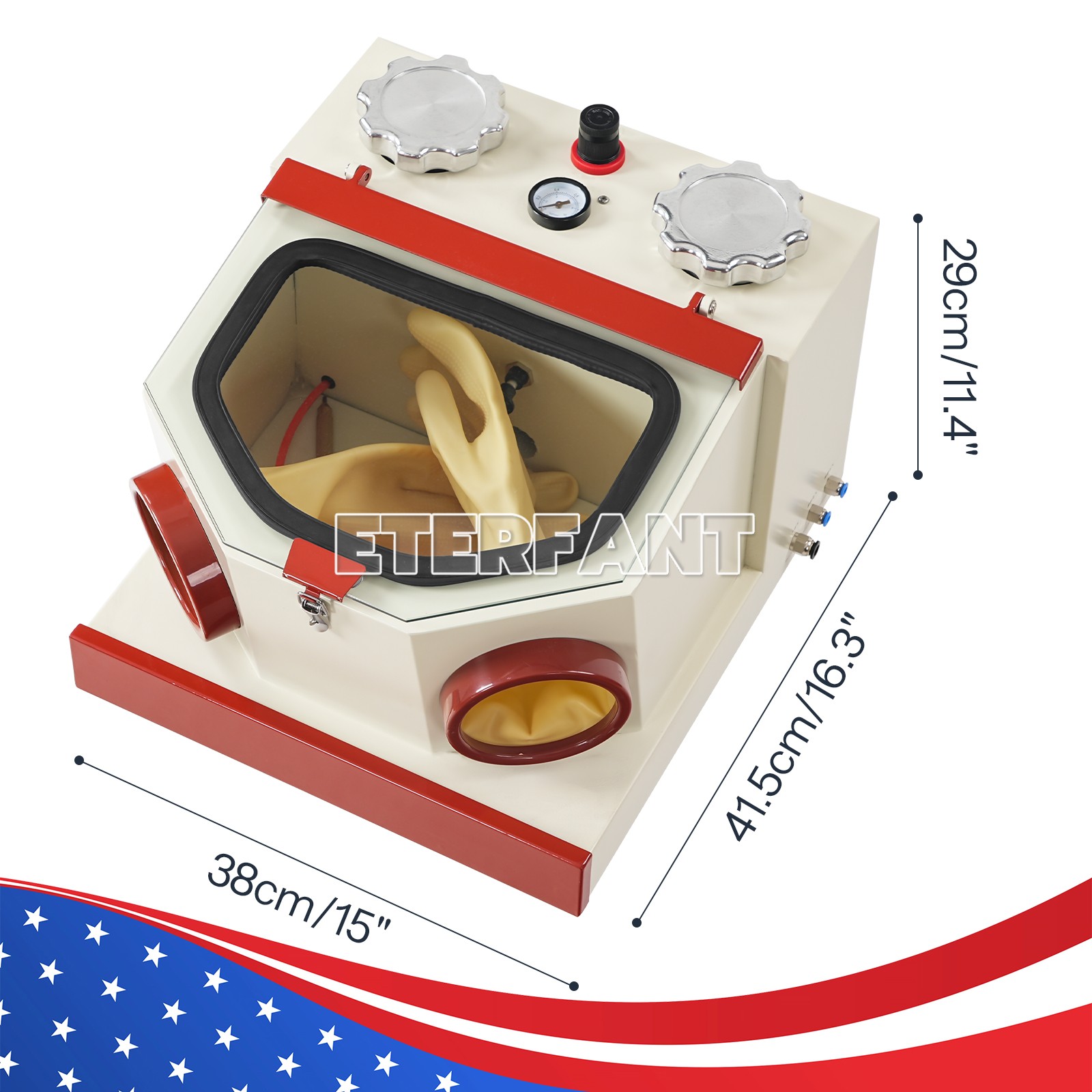 ETERFANT Dental Lab Twin Pen Sandblaster with LED Strip Light 2 Aluminum Tanks