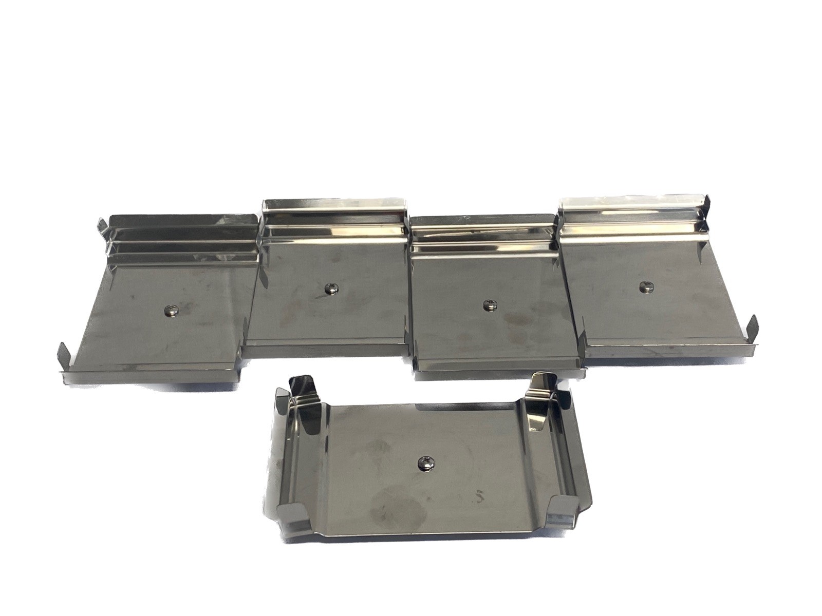 Used (5) BENCHMARK MAGic Stainless Magnetic MicroPlate Shaker Clamps H1000-MR-MP