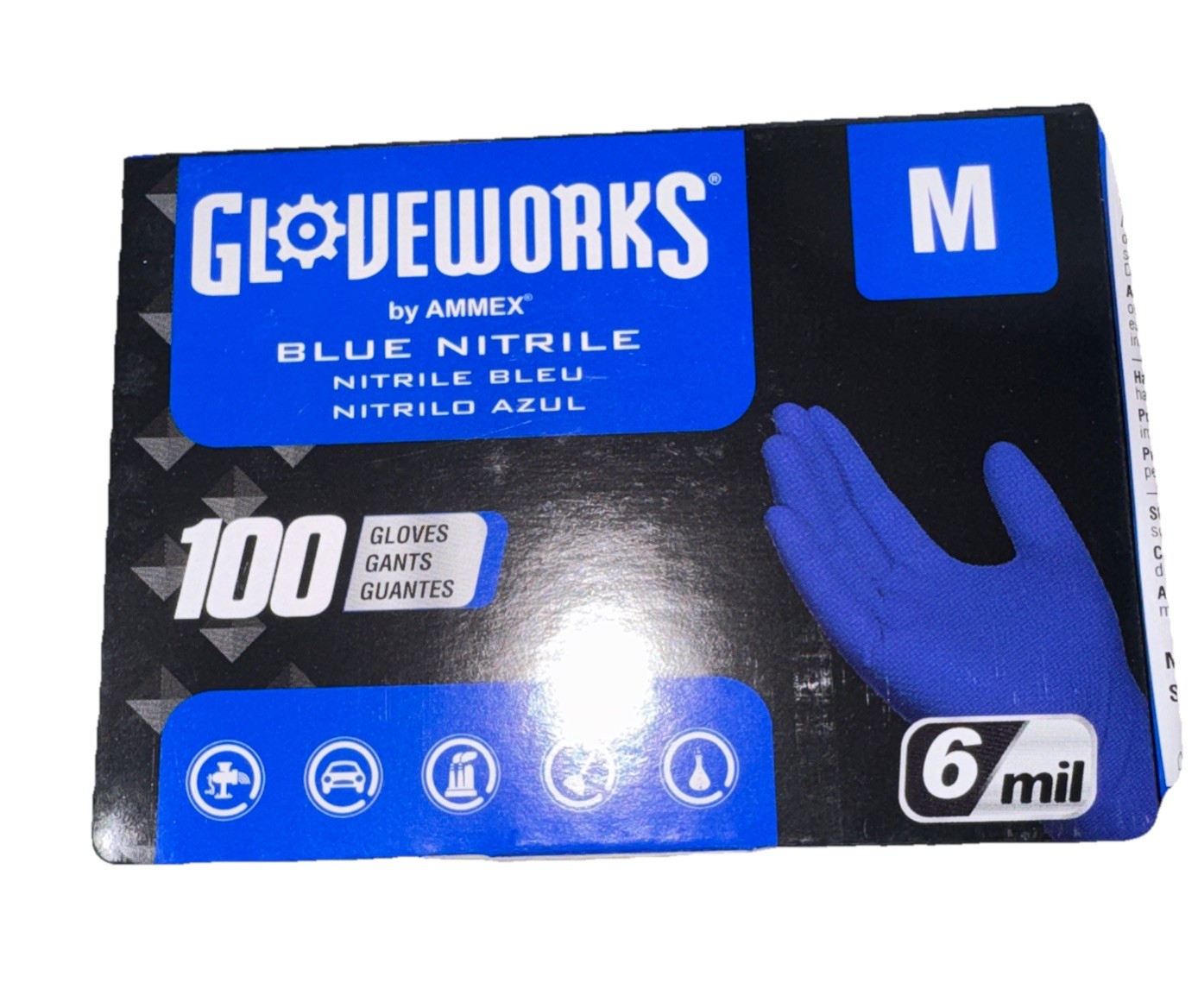 Ammex Gloveworks GWRBN44100 Royal Blue Disposable Nitrile Glove PF 6 Mil Size: M