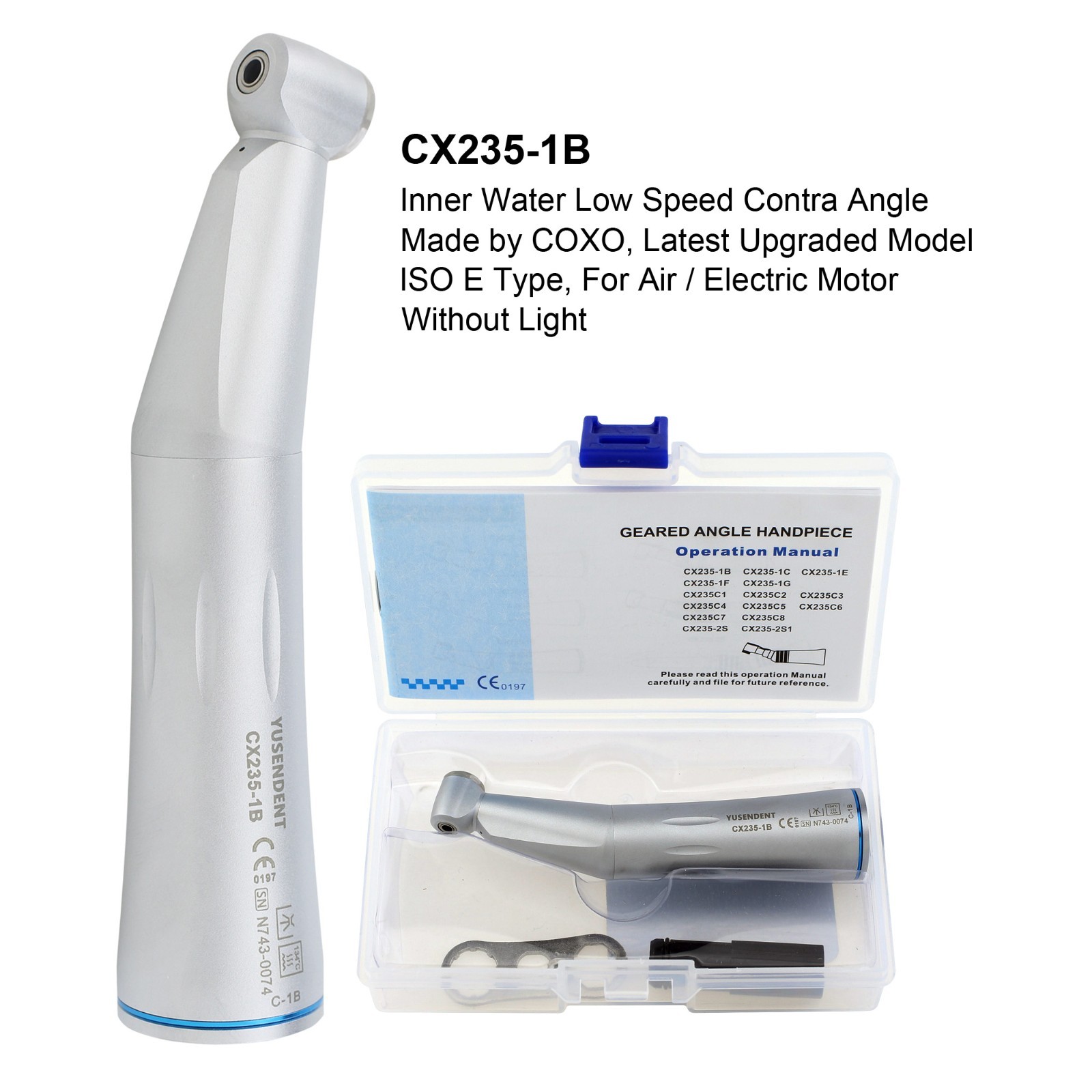 COXO Low Speed Handpiece Surgical Straight Contra Angle Air Motor 4 Hole LED NSK