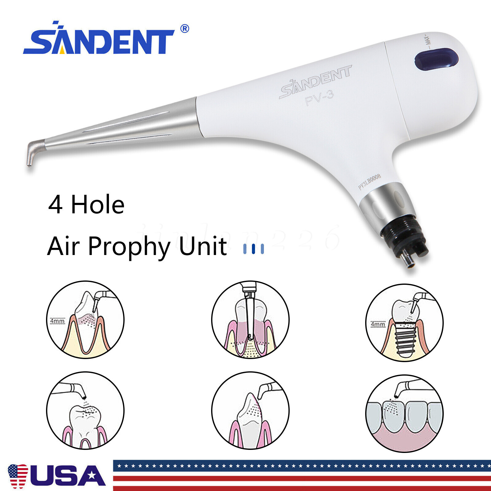 Dental Air Flow Teeth Polishing Polisher Handpiece Hygiene Air Prophy Jet 4Holes