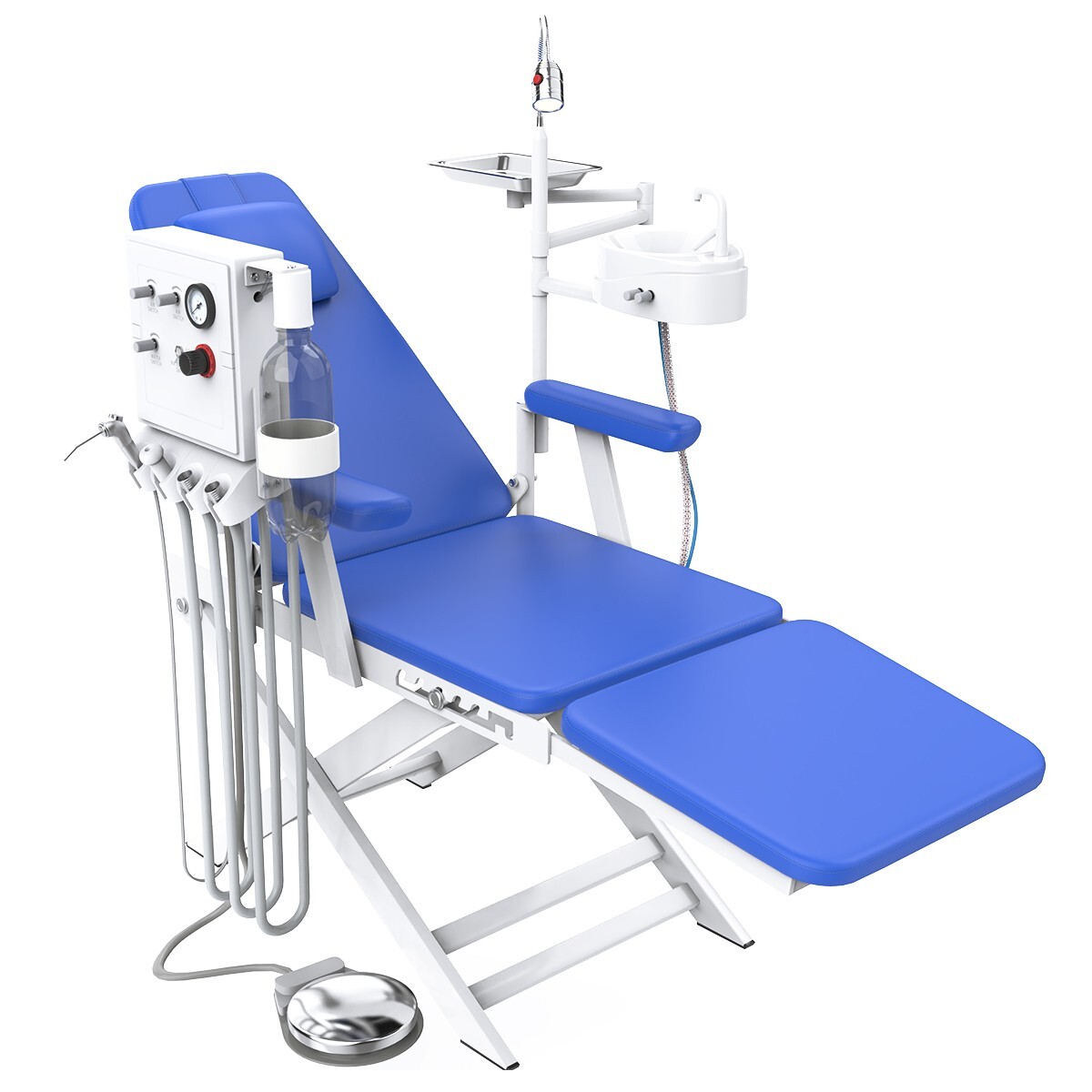 Unidad Dental Móvil con Elevación Eléctrica / Silla Plegable Portátil + Turbina