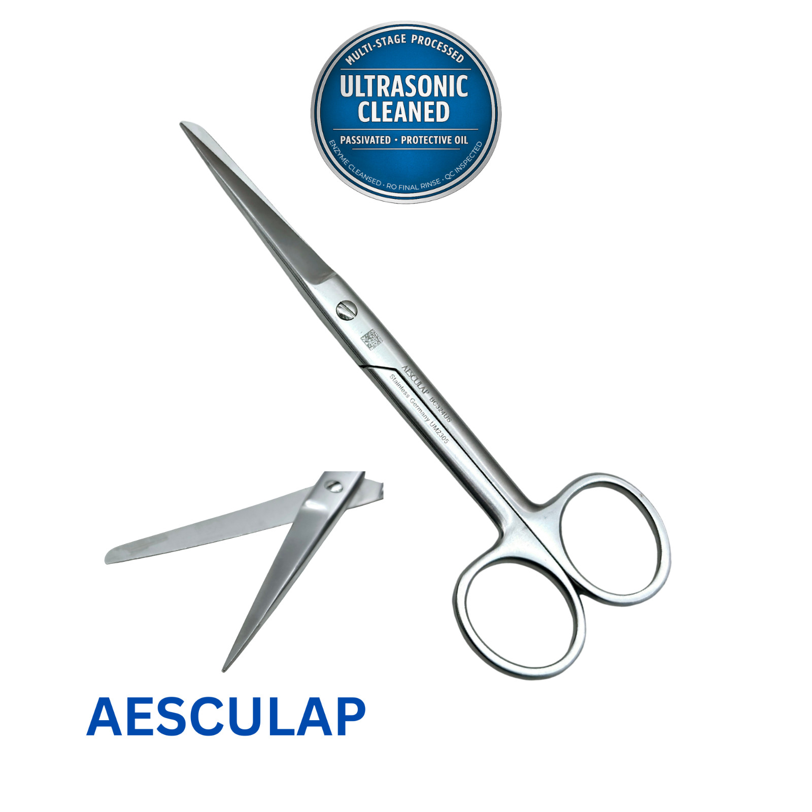 Aesculap BC324US Surgical Scissor, Straight, Blunt/Sharp, 5.75″