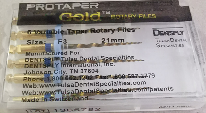 Dentsply ProTaper Gold Rotary Files F1,F2,F3,S1,S2,SX-F3, SX19 6 file pkg 1
