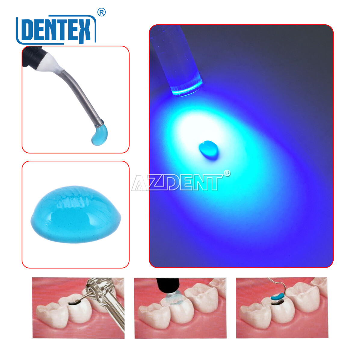 DENTEX Dental Light Cure Temporary Flow Composite Resin Blue Shade 2.5g/Syringe