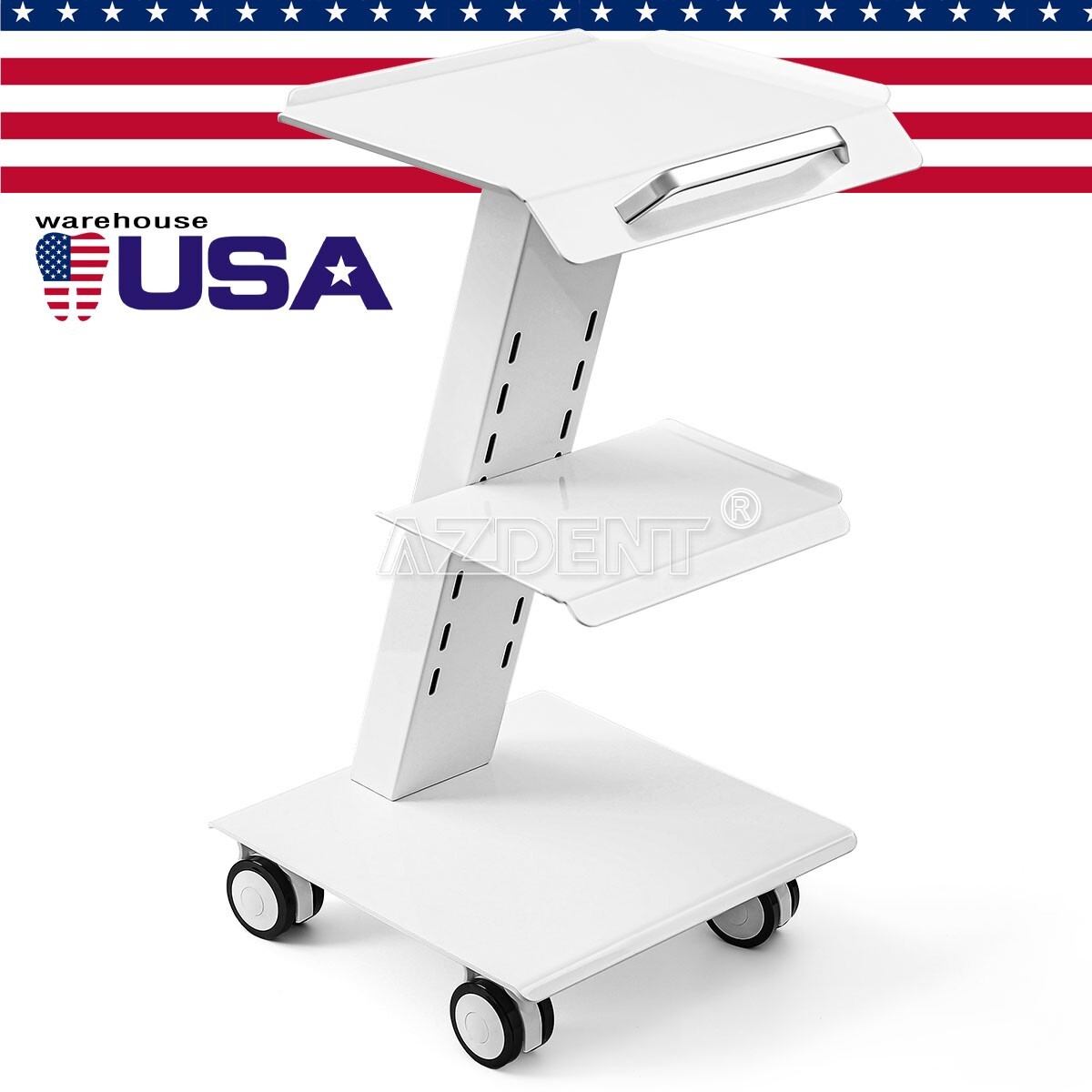 Dental Medical Cart Mobile Instrument Cart Trolley three layers Built-in Socket