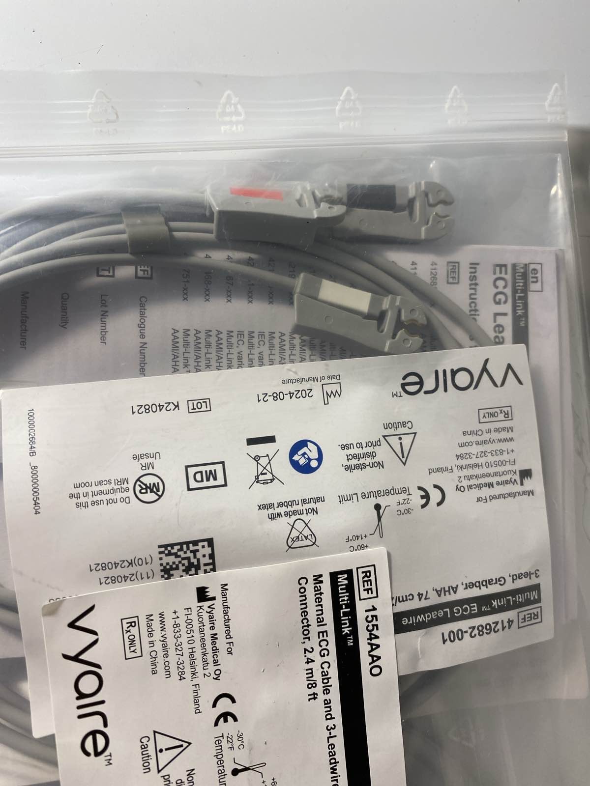Vyaire Multi-Link Maternal ECG Cable & 3-Leadwire Set Corometrics 2.4m/8ft