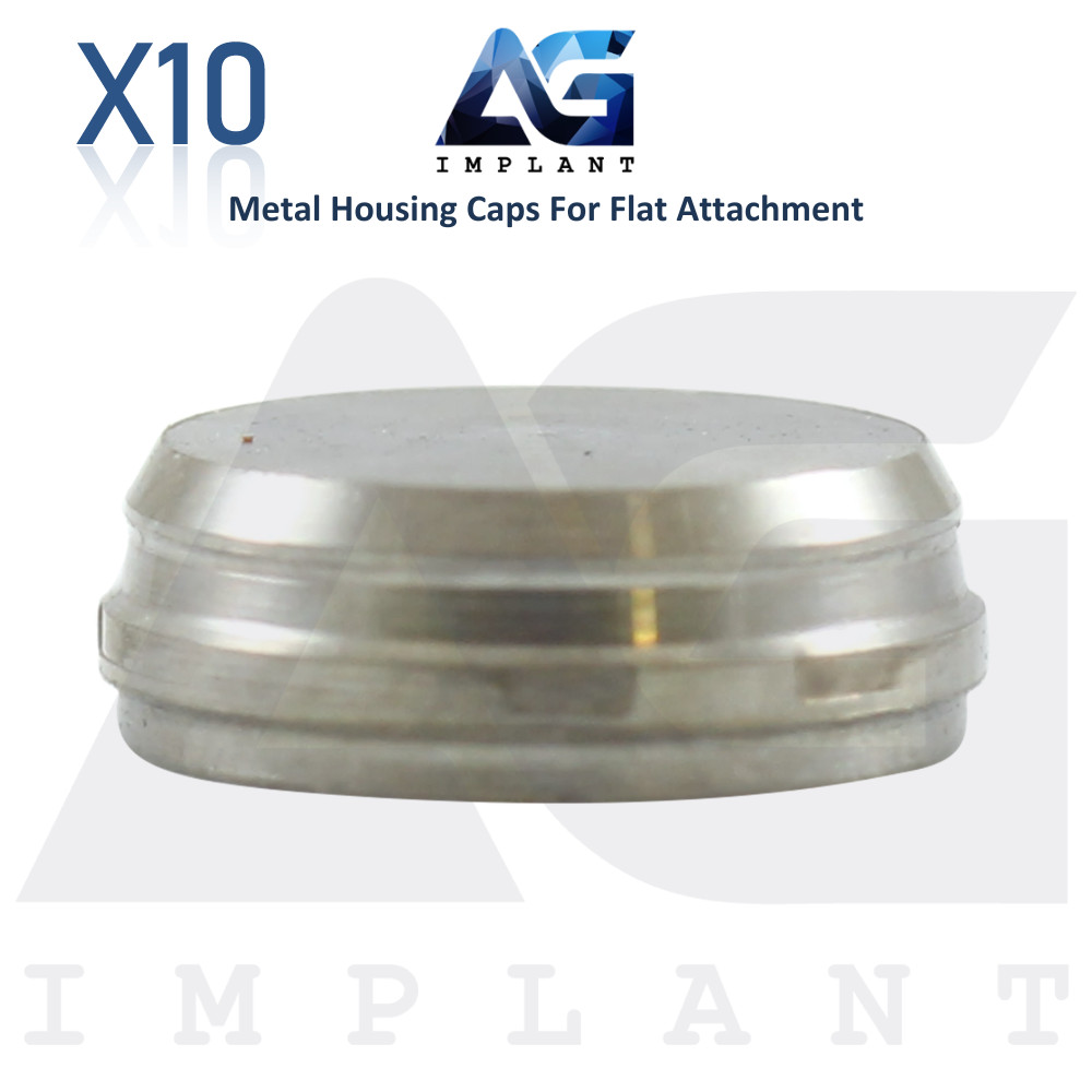 10 Metal Housing Caps Flat Overdenture Attachment Prosthetic Holds Retention