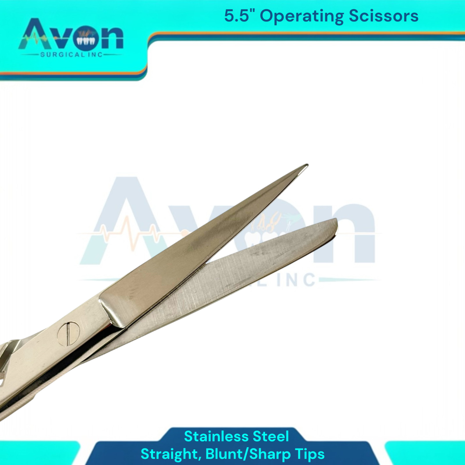 1 Piece – Operating Scissors 5.5″ Blunt/Sharp – Straight Tips – Veterinary, Lab
