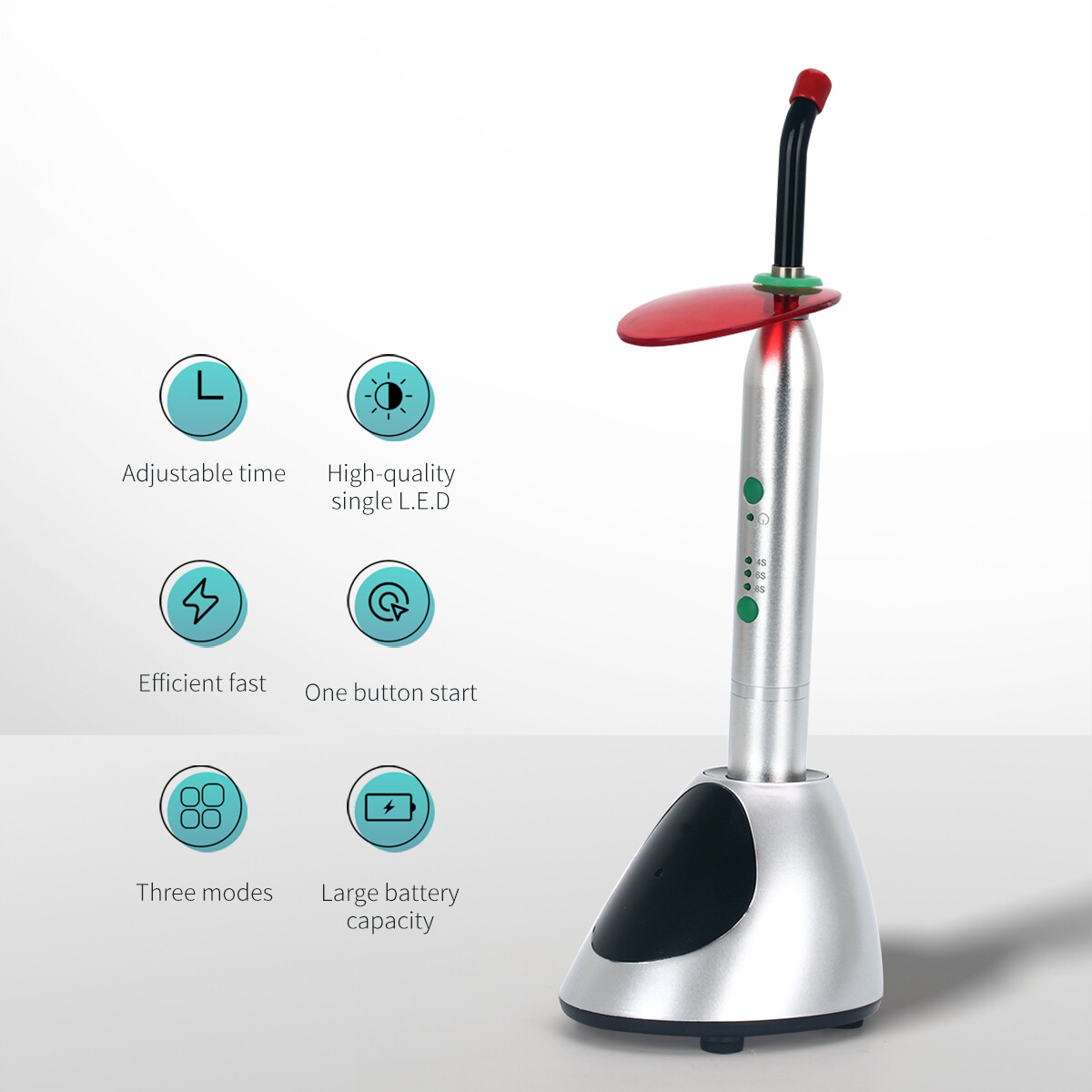 cordless Dental LED Curing Light Resin Cure Lamp 2000mw/c㎡ high intensity 3Modes