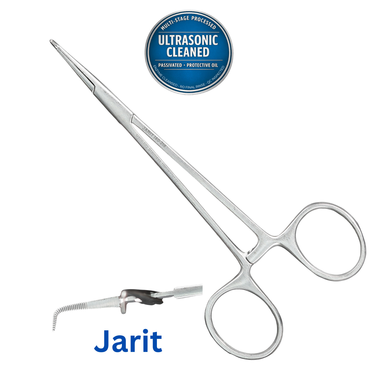 Jarit 140-218 Mixter Forceps, RT Angled Petit-Point Forceps, Serrated, 137mm