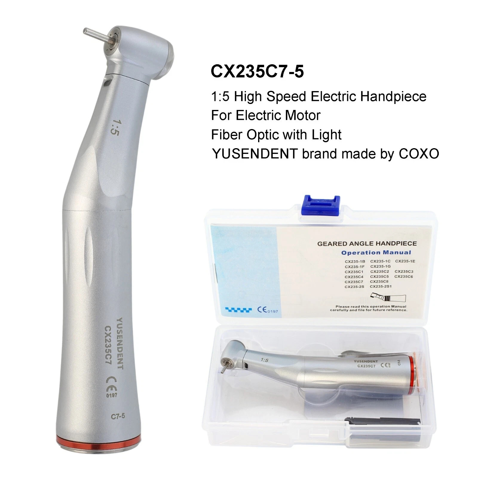 COXO Dental Electric Handpiece High Speed 1:5 Contra Angle C7-5 NSK Ti-Max Z95L