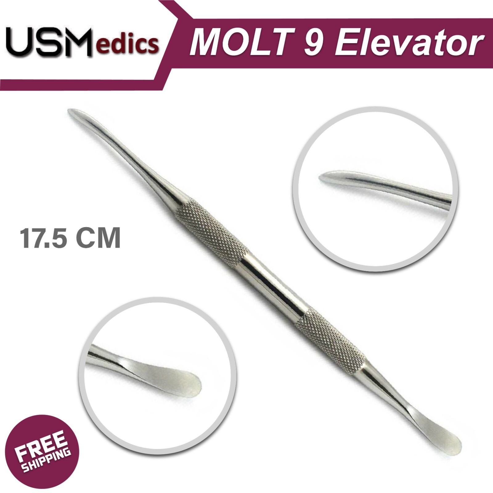 Surgical Periosteal Elevator Molt 9 Titanium Coated Lab Instruments BEADEN®