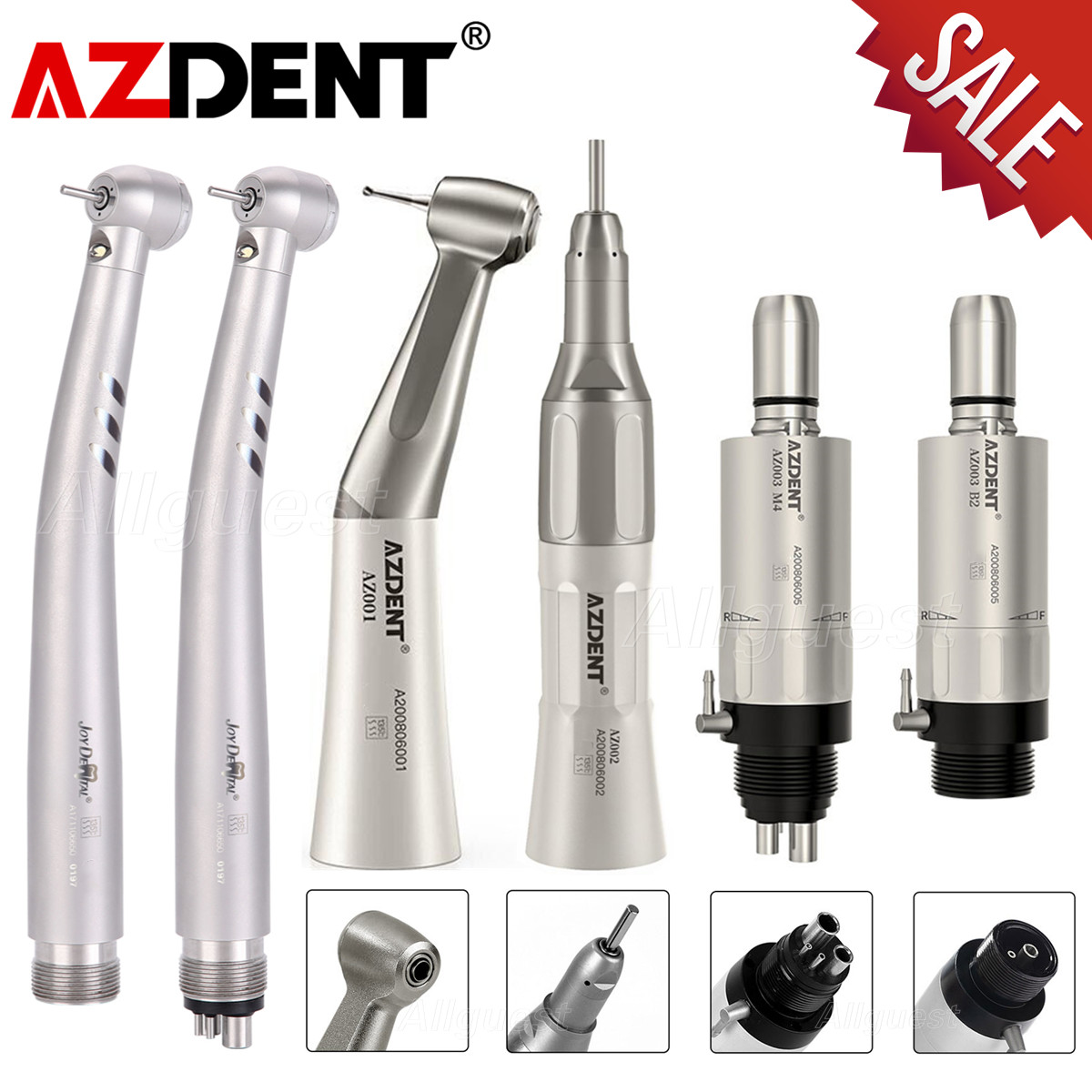 AZDENT Dental E-generator LED High Speed/Slow Low Speed Handpiece Kit 2/4Hole