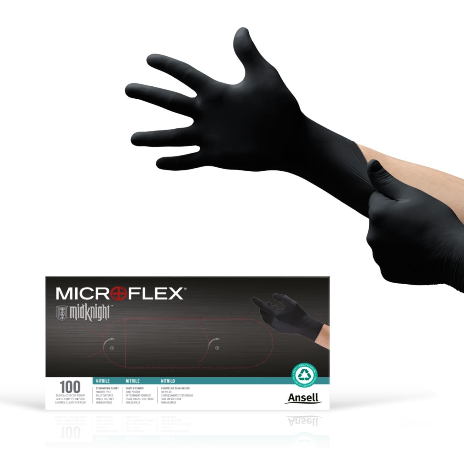 MICROFLEX MidKnight MK-296 Disposable Nitrile Gloves Automotive w/Full Texture