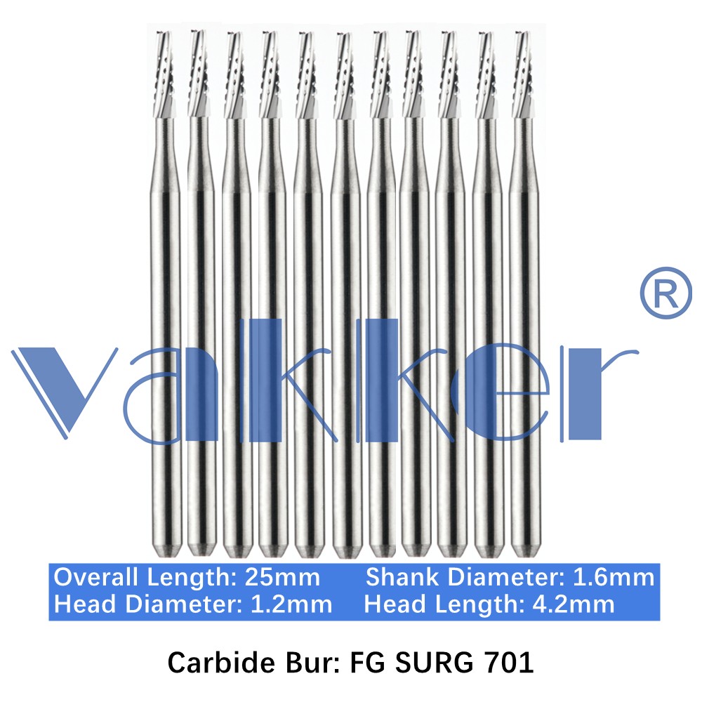 10/Pk Dental Surgical Carbide Friction Grip Burs High Speed 25mm FG SURG 2 4 6 8