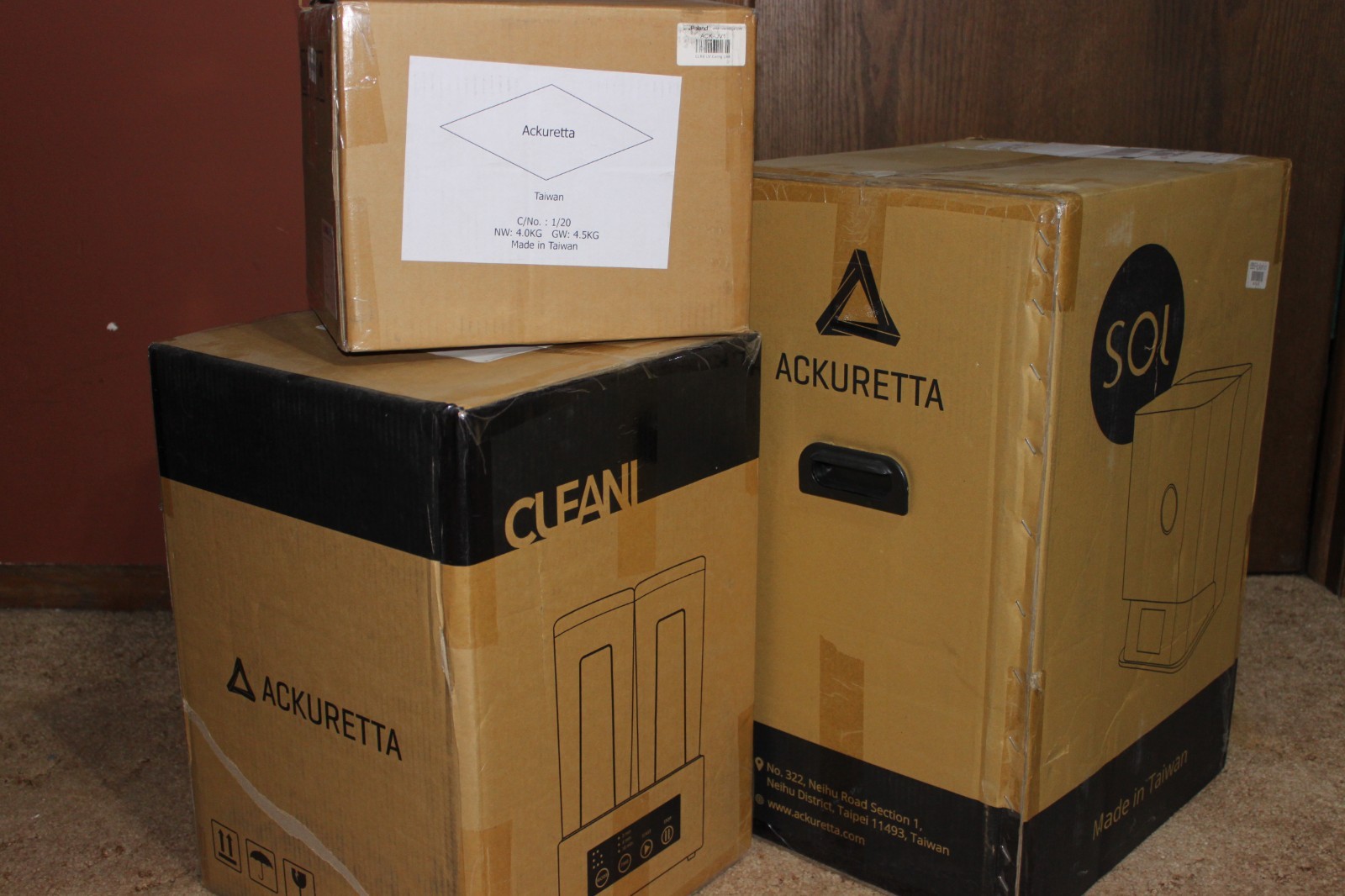 Ackuretta SOL 3-D dental laboratory Printer unit, Curing unit, and Cleaning unit