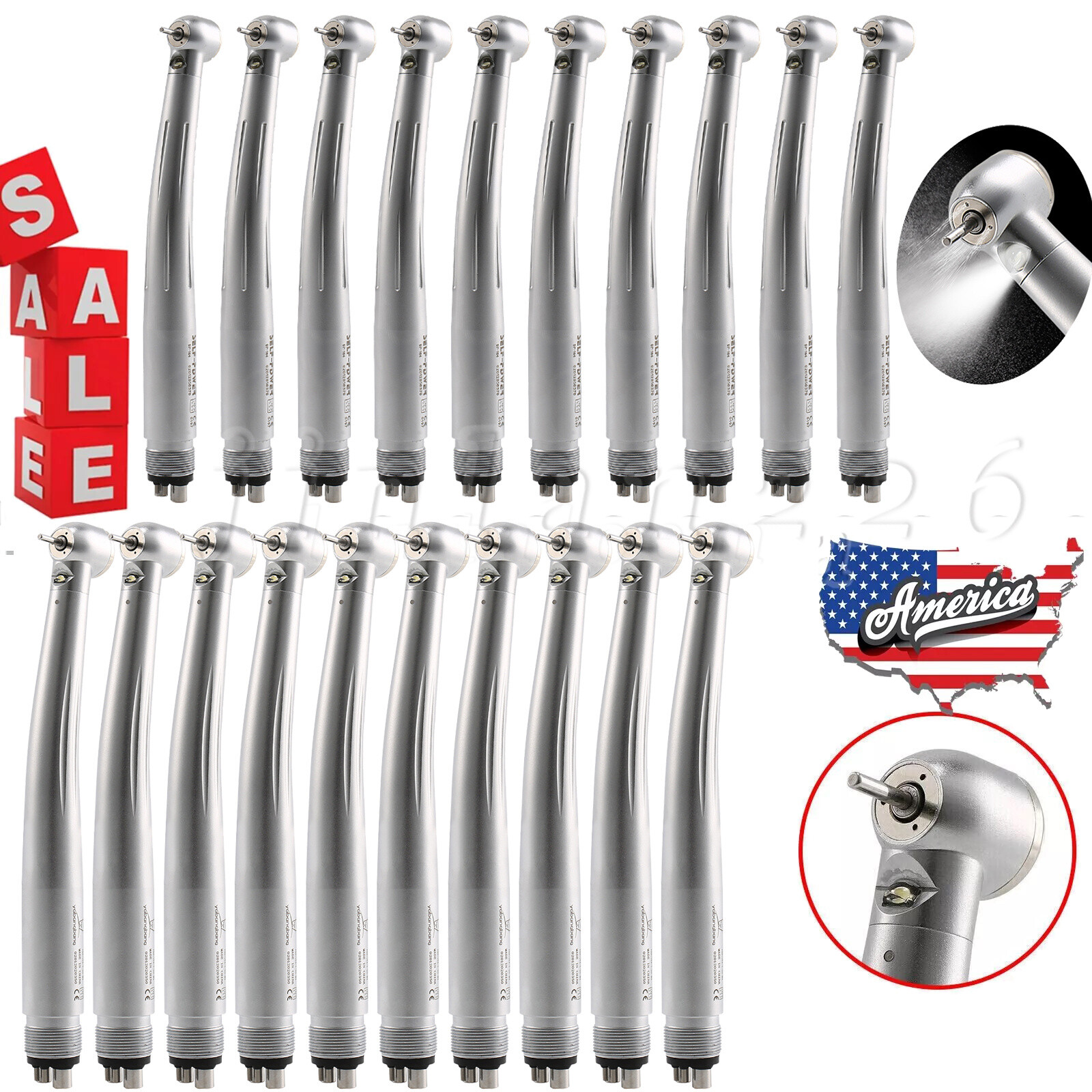 Dental LED E-generator Fiber Optic High Speed Handpiece 2Holes 4-Holes FDA