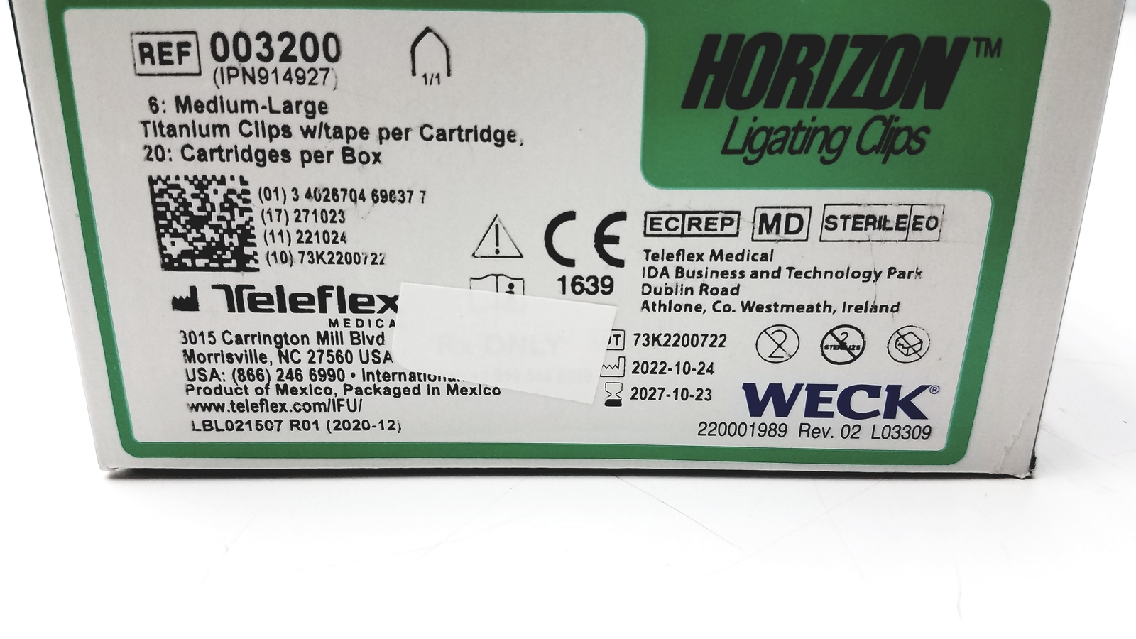 Teleflex Weck 003200 Horizon Ligating Clips, Medium-Large