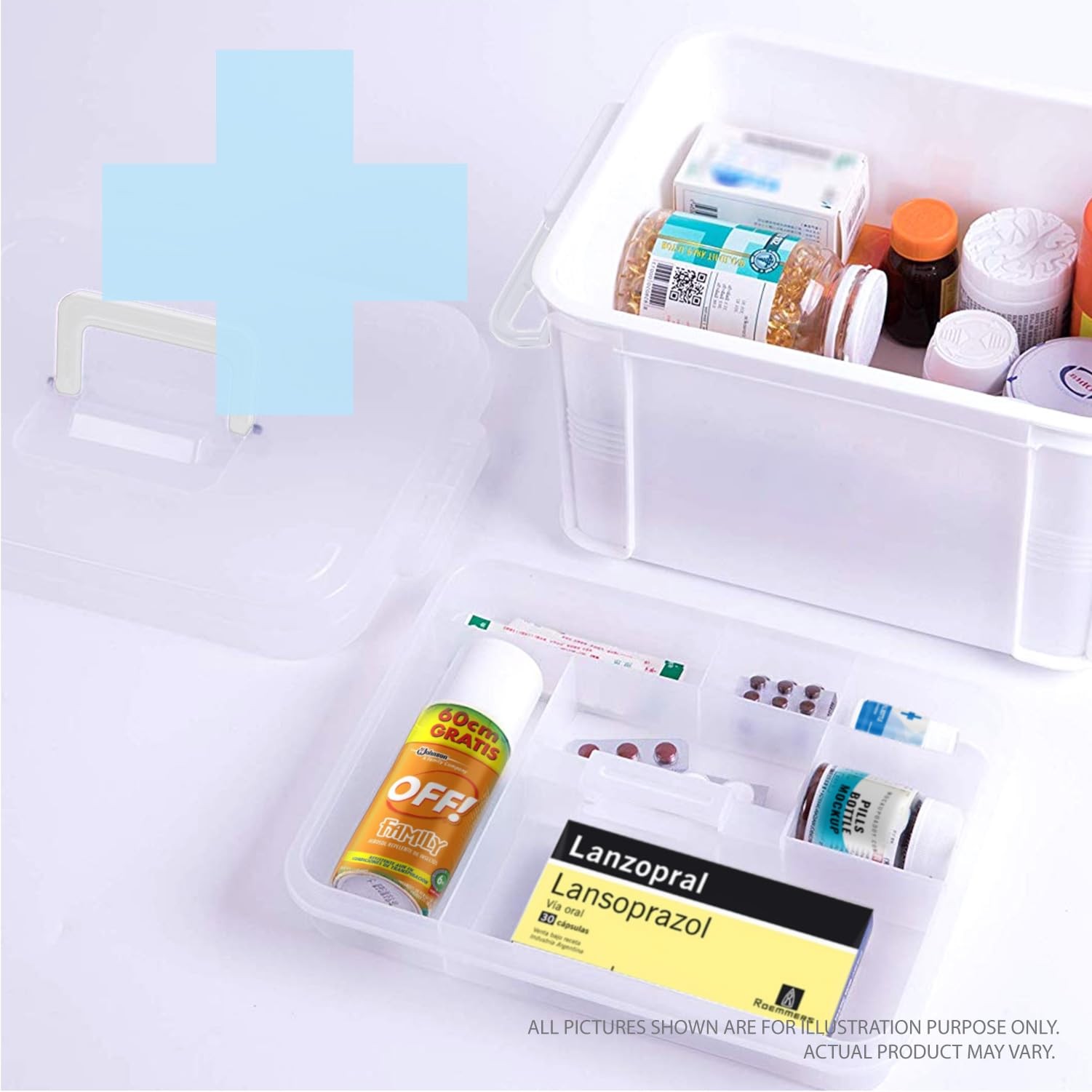 Deke Home – Portable First Aid Medicine Organizer Handle Plastic Family Medical
