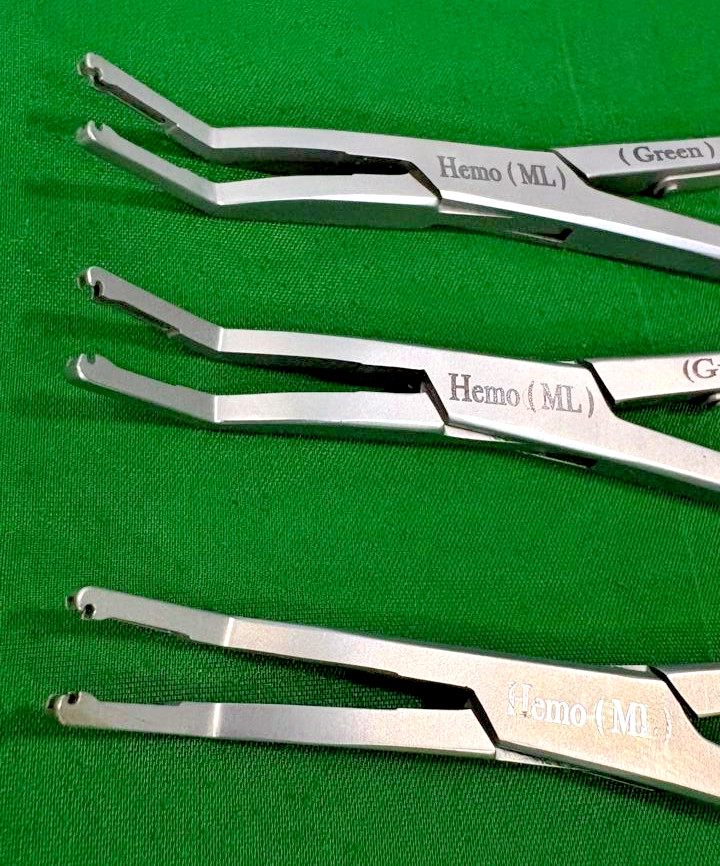 3pc Laparoscopic Open Surgery Hem-o-Lok Applier (ML) Green Reusable Instruments