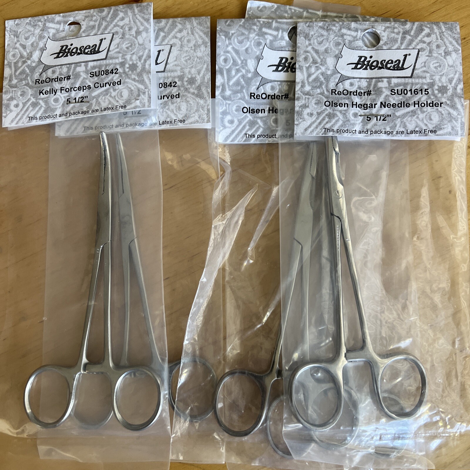 Lot of 5 Bioseal Olsen Hegar Needle Holder 5 1/2”(3ea) Kelly Forceps Curved(2ea)