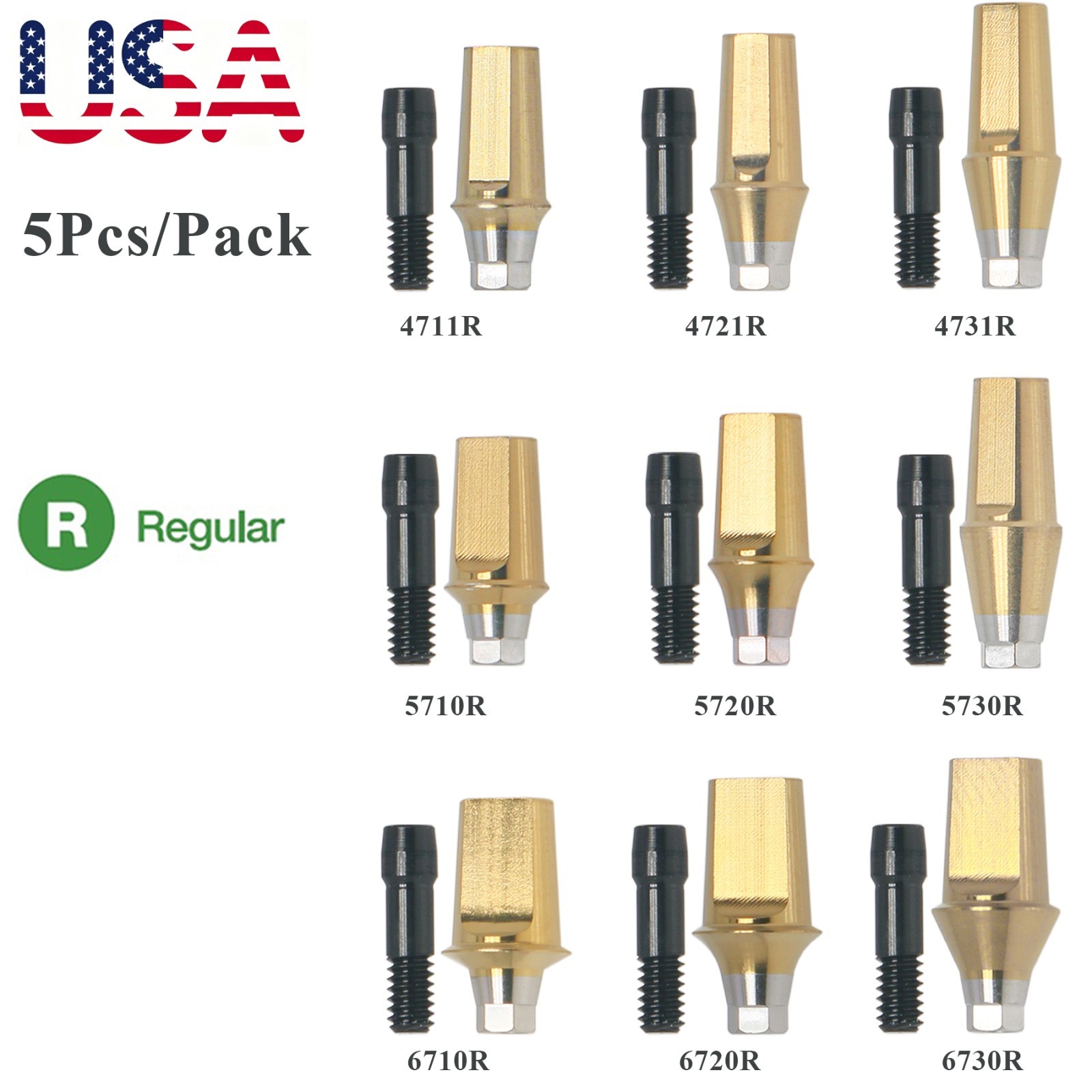 US 5Pcs Titanium Regular Straight Transfer Abutment Fit Osstem Hiossen