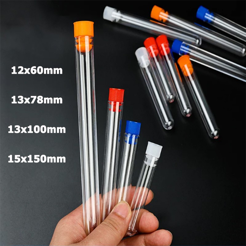 1/5/10/20/50/100Pcs Plastic Clear Lab Test Tubes Vial Sample Container Bottles