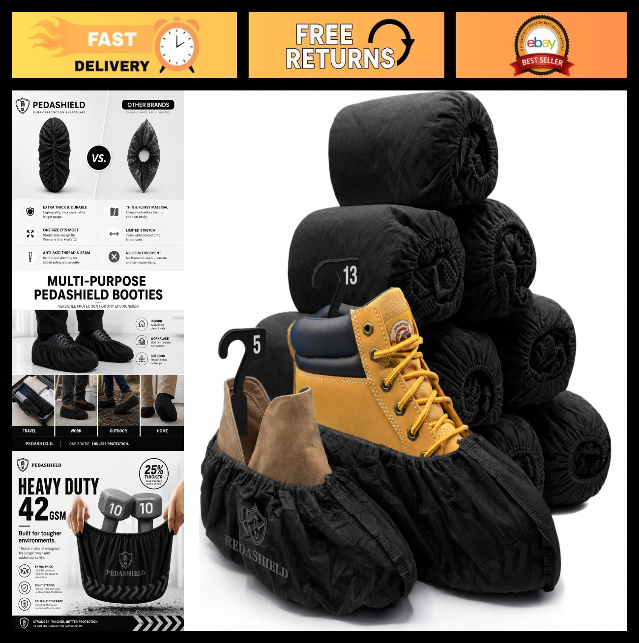 Extra Large Disposable Boot & Shoe Covers – Non-Slip, Water Resistant, Durable 4