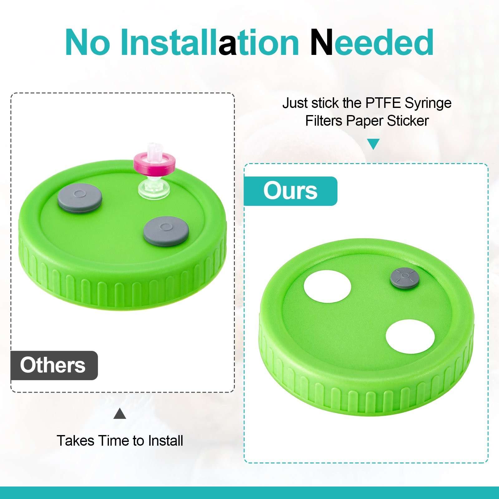 Mason Jar Lid Needle filter Lliquid Culture Lid with Tubing Mushroom growing Lid