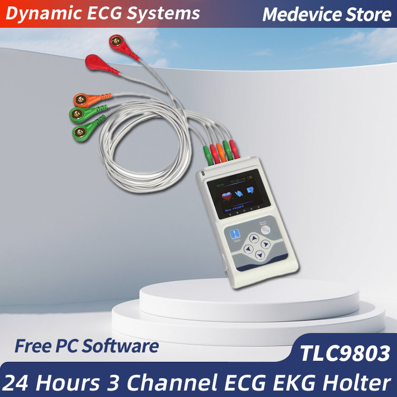 3 Channel ECG Holter Dynamic EKG Holter 24 Hours with Free PC Software