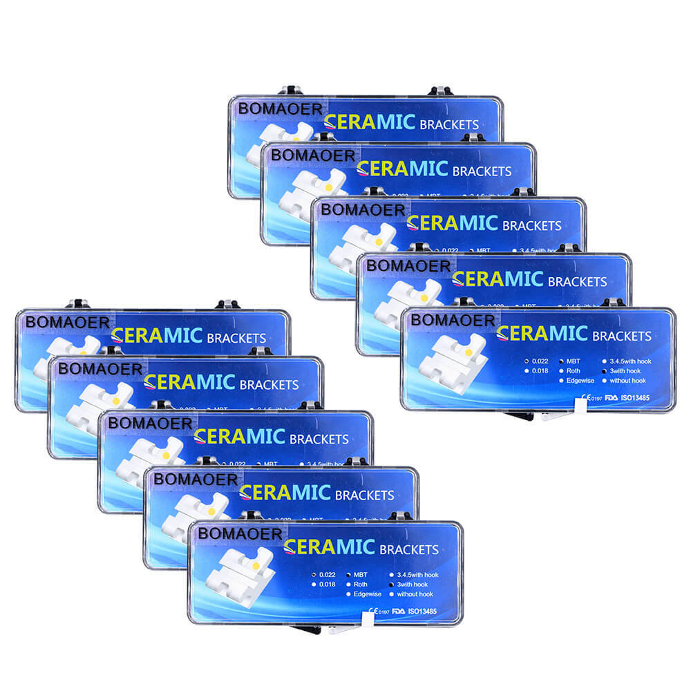 10 kits dental orthodontic ceramic bracket brace mbt slot 022 3 hook 20pcs/kit