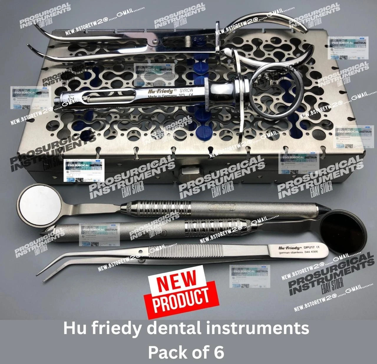 Hu Friedy Dental Instruments Lot Syringe Rubber Dam Clamp Mouth Mirror Cassette