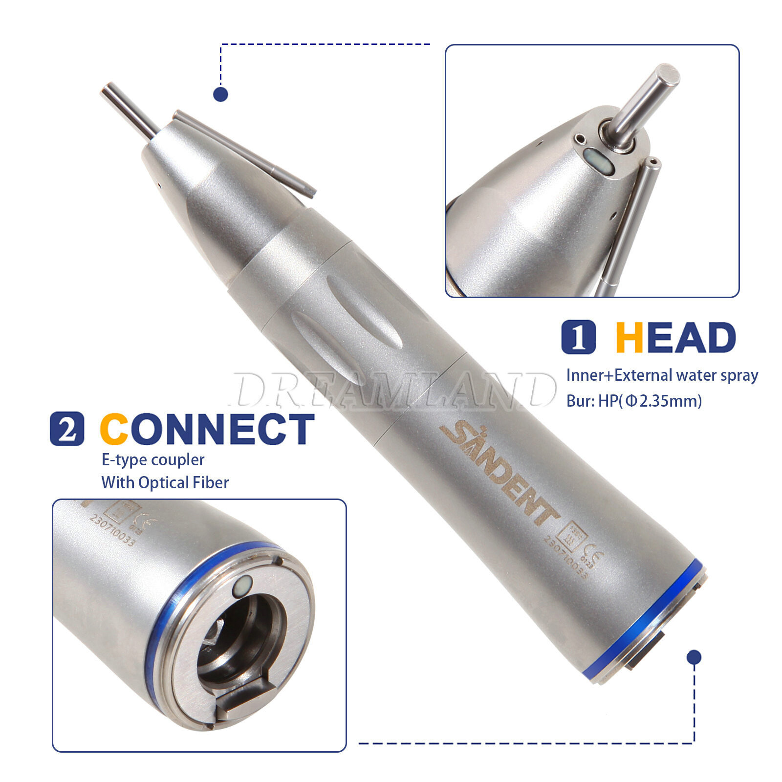 Dental 1:1 Fiber Optic Straight Low Speed Handpiece Surgical External