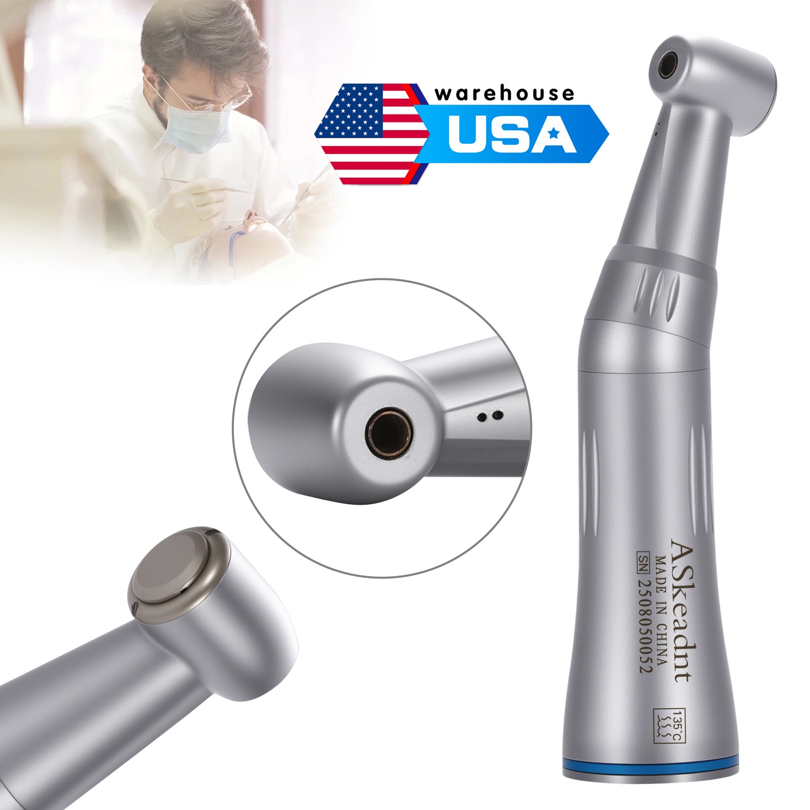 ASkeadnt Dental Inner Water Contra Angle Handpiece Slow Speed E-type NSK Style
