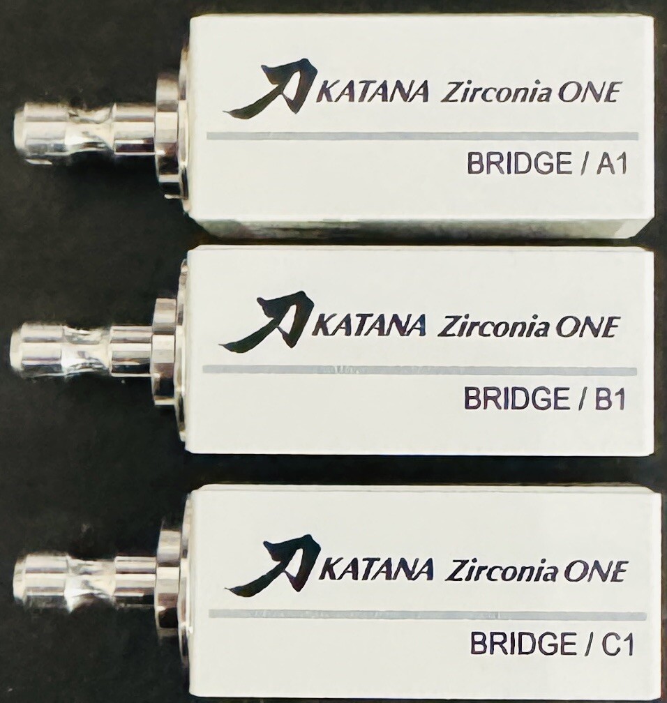 KATANA Zirconia ONE Bridge Blocks A1, B1, C1 (Combo Pack) For CEREC 3/Bx