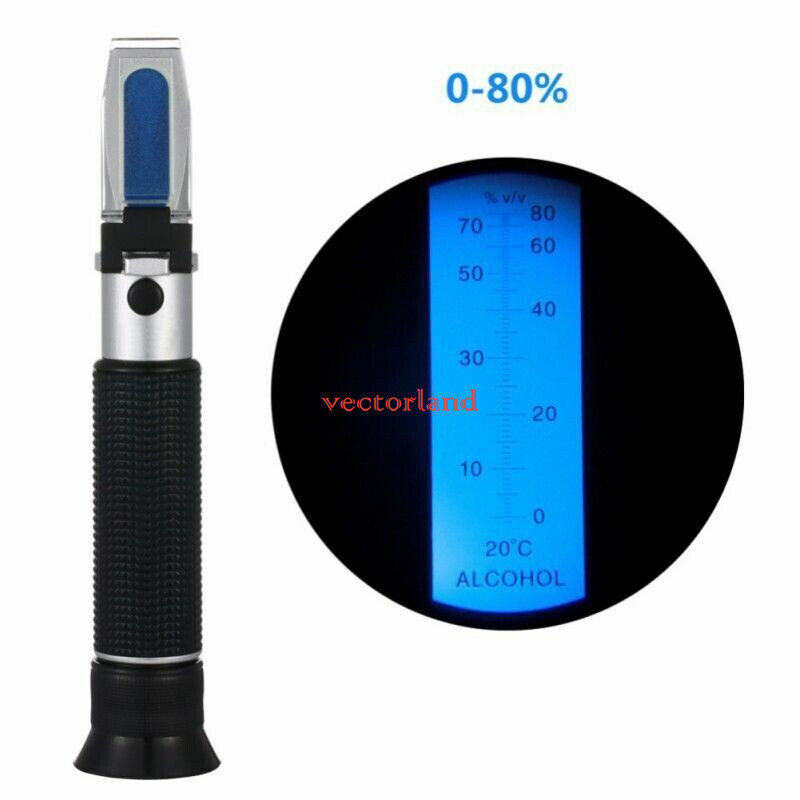 Refractometer Meter 0-80% Alcohol Test Liquor Measure Instrument