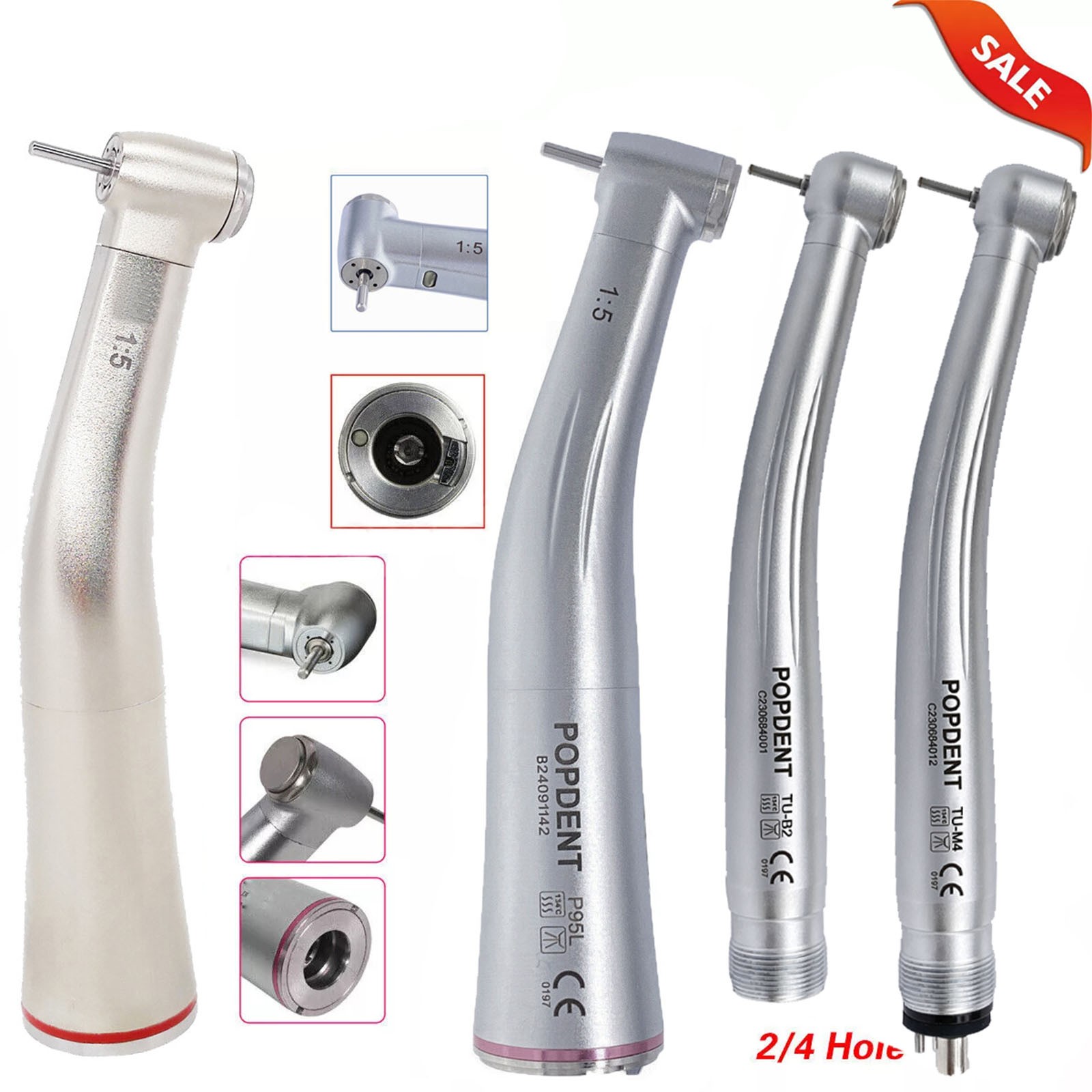 POPDENT Dental High Speed Handpiece /1:5 Increasing Electric Contra Angle DC