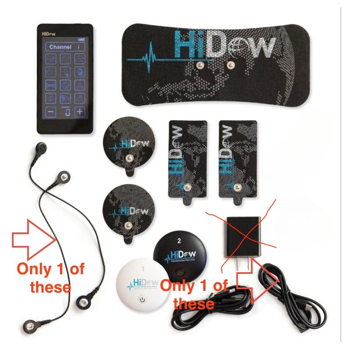 READ HiDow Pro Touch 6-12 Wireless TENS EMS Muscle Stimulator HD-5N-Y OS missing