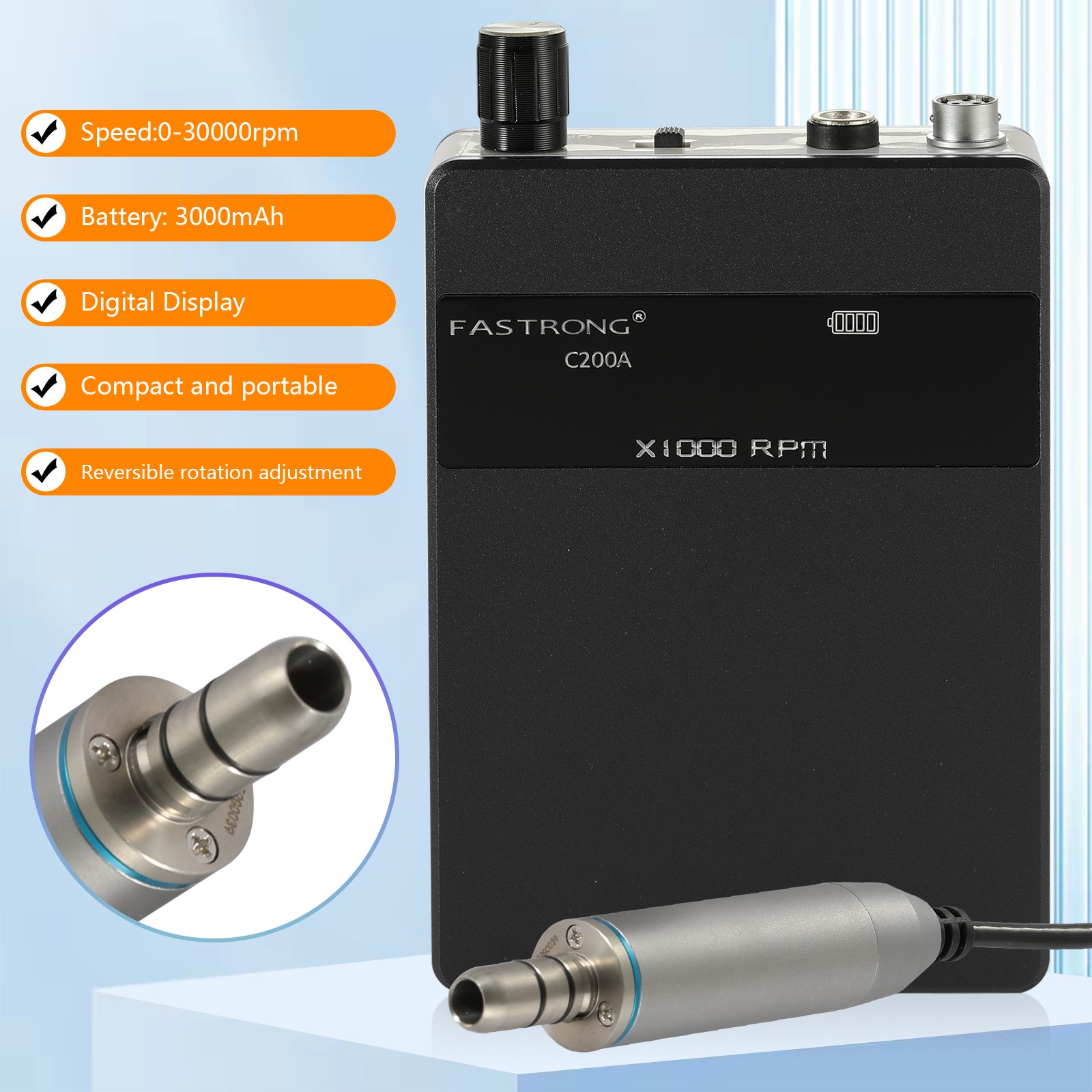 Dental Marathon Lab Electric Micromotor 35K RPM / Slow Handpiece Drill Burs Cups