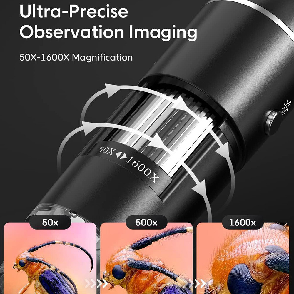 1600x Digital Microscope Kit for Kids Beginners Children STEM LED Light iPhone