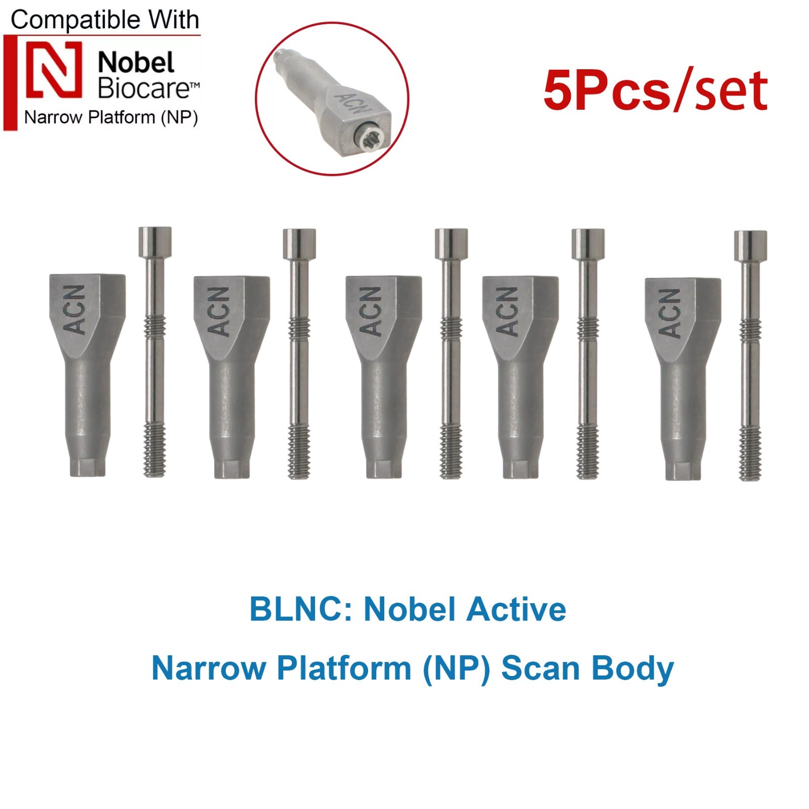 US 5Pcs Nobel Scan Body Analog Open Closed Tray Impression Transfer Conical Hex
